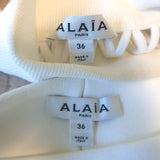 Alaia Macrame Fishnet Knit Turtleneck Top & Balloon Pant Set White Size 36