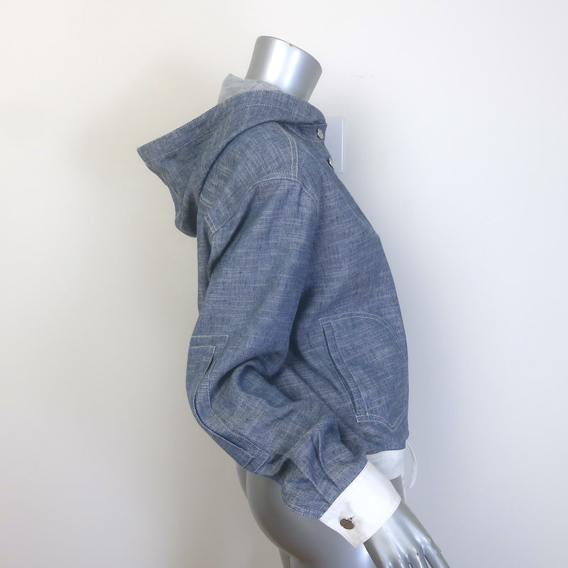 TWP Avast Denim Pullover Hoodie Chambray Cotton-Linen Size Extra Small