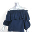 Alexis Barbie Ruffled Off the Shoulder Top Navy Stretch Cotton Size Medium