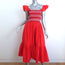 Cara Cara Ruby Smocked Midi Dress Red Cotton Size Small