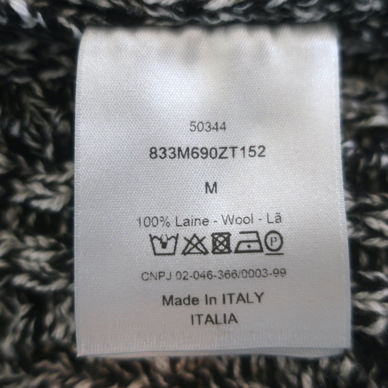 Dior Homme Marled Cable Knit Crewneck Sweater Black/White Wool Size Medium