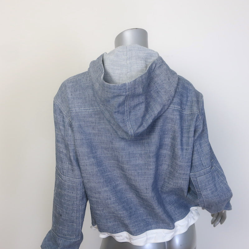 TWP Avast Denim Pullover Hoodie Chambray Cotton-Linen Size Extra Small
