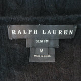 Ralph Lauren Slim Fit Cashmere Cable Knit V-Neck Sweater Black Size Medium