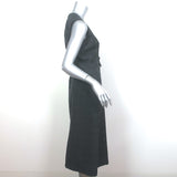 Christian Dior Ruched-Waist Dress Gray Checked Wool Size US 4 Sleeveless Sheath