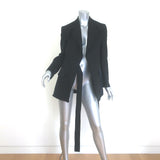 Chloe Frayed-Edge Paneled Wrap Blazer Black Linen-Blend Size 36