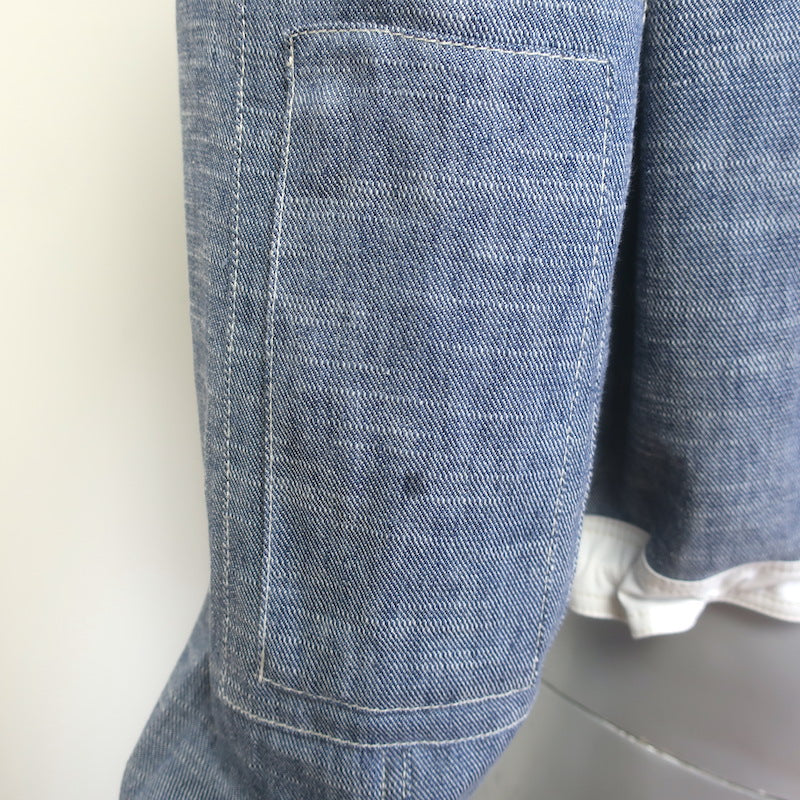 TWP Avast Denim Pullover Hoodie Chambray Cotton-Linen Size Extra Small
