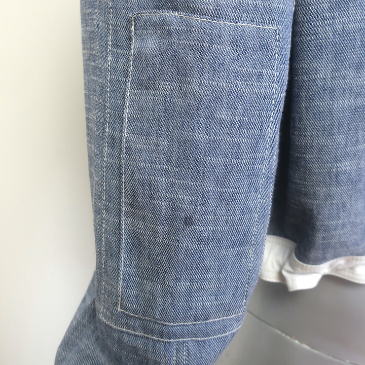 TWP Avast Denim Pullover Hoodie Chambray Cotton-Linen Size Extra Small