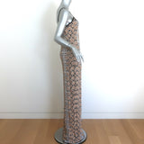 Balmain Snakeskin-Jacquard Sequined Knit Maxi Dress Gold Size 42 NEW