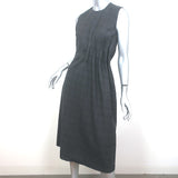 Christian Dior Ruched-Waist Dress Gray Checked Wool Size US 4 Sleeveless Sheath