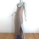 Balmain Snakeskin-Jacquard Sequined Knit Maxi Dress Gold Size 42 NEW
