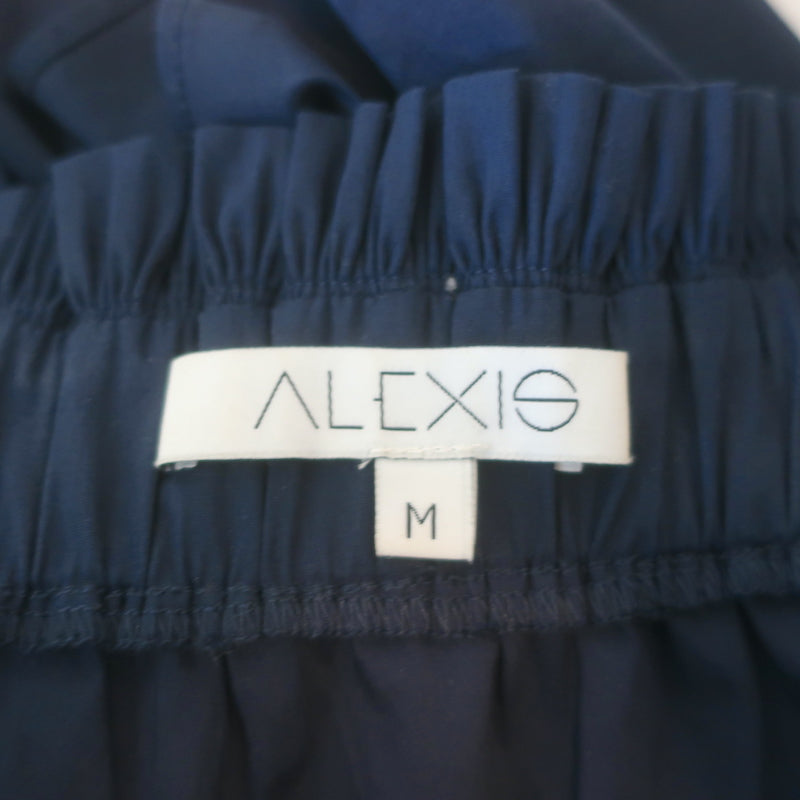 Alexis Barbie Ruffled Off the Shoulder Top Navy Stretch Cotton Size Medium