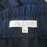 Alexis Barbie Ruffled Off the Shoulder Top Navy Stretch Cotton Size Medium