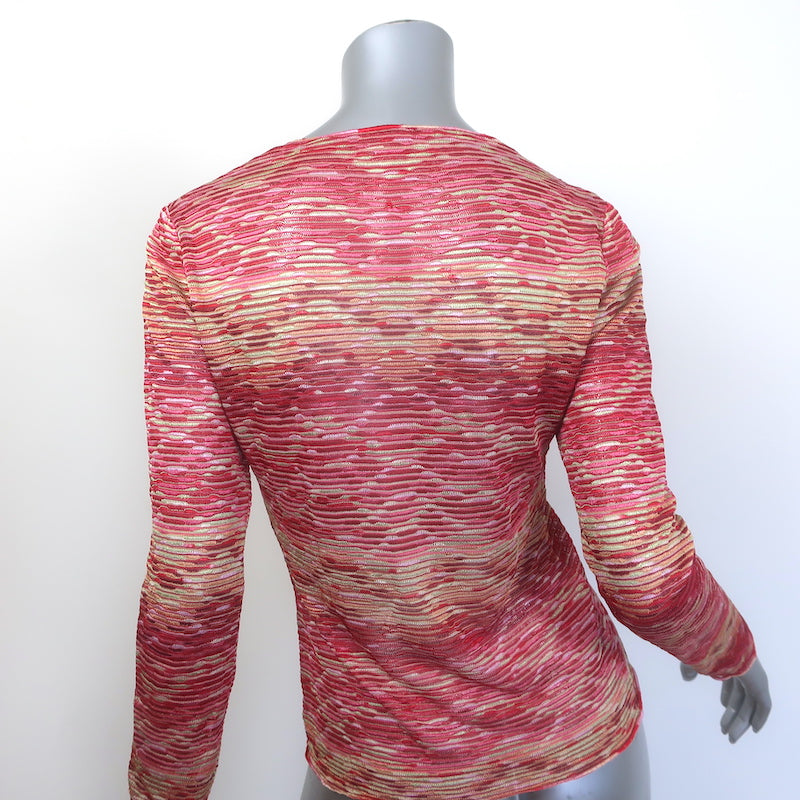 Missoni Space Dye Knit Long Sleeve V-Neck Top Red/Yellow Size 38