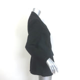 Chloe Frayed-Edge Paneled Wrap Blazer Black Linen-Blend Size 36