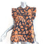Ulla Johnson Eva Ruffle Top Navy/Orange Printed Cotton Size 10 Sleeveless Blouse