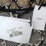 Balmain Snakeskin-Jacquard Sequined Knit Maxi Dress Gold Size 42 NEW