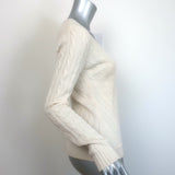 Ralph Lauren Slim Fit Cashmere Cable Knit V-Neck Sweater Cream Size Medium