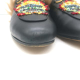 Gucci Princetown Crystal-Embroidered Fur Mules Black Leather Size 37.5