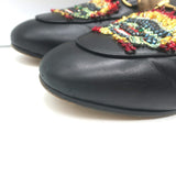 Gucci Princetown Crystal-Embroidered Fur Mules Black Leather Size 37.5
