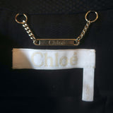 Chloe Frayed-Edge Paneled Wrap Blazer Black Linen-Blend Size 36