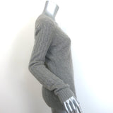 Ralph Lauren Slim Fit Cashmere Cable Knit V-Neck Sweater Gray Size Medium