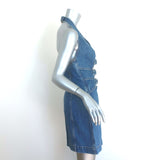 Cult Gaia Anice Buckled Cutout Halter Mini Dress Blue Denim Size 10 NEW