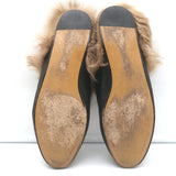 Gucci Princetown Crystal-Embroidered Fur Mules Black Leather Size 37.5