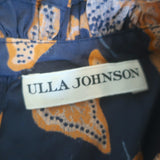 Ulla Johnson Eva Ruffle Top Navy/Orange Printed Cotton Size 10 Sleeveless Blouse