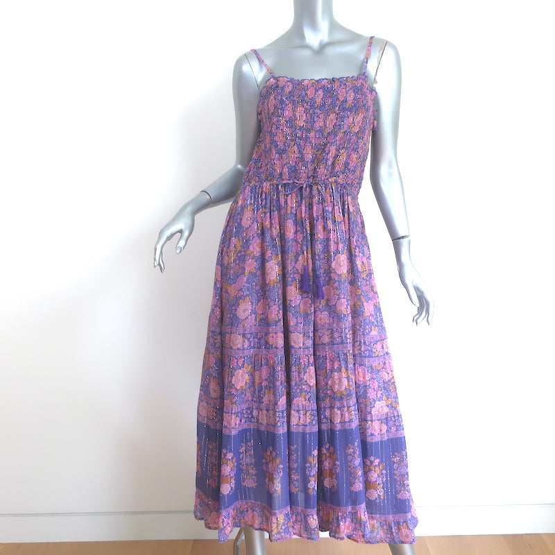 Spell & The Gypsy Juniper Smocked Midi Dress Purple Floral Print Size Celebrity Owned Spell & The Gypsy Juniper Smocked Midi Dress Purple Floral Print Size Celebrity Owned