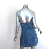 Cult Gaia Anice Buckled Cutout Halter Mini Dress Blue Denim Size 10 NEW