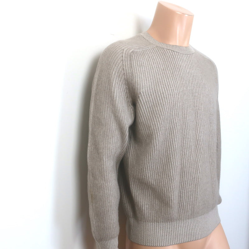 Brunello Cucinelli Ribbed Cashmere Raglan Sweater Taupe Size 48