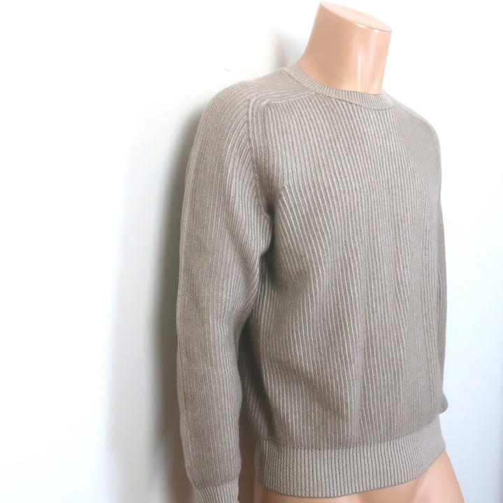 Brunello Cucinelli Ribbed Cashmere Raglan Sweater Taupe Size 48