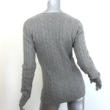 Ralph Lauren Slim Fit Cashmere Cable Knit V-Neck Sweater Gray Size Medium