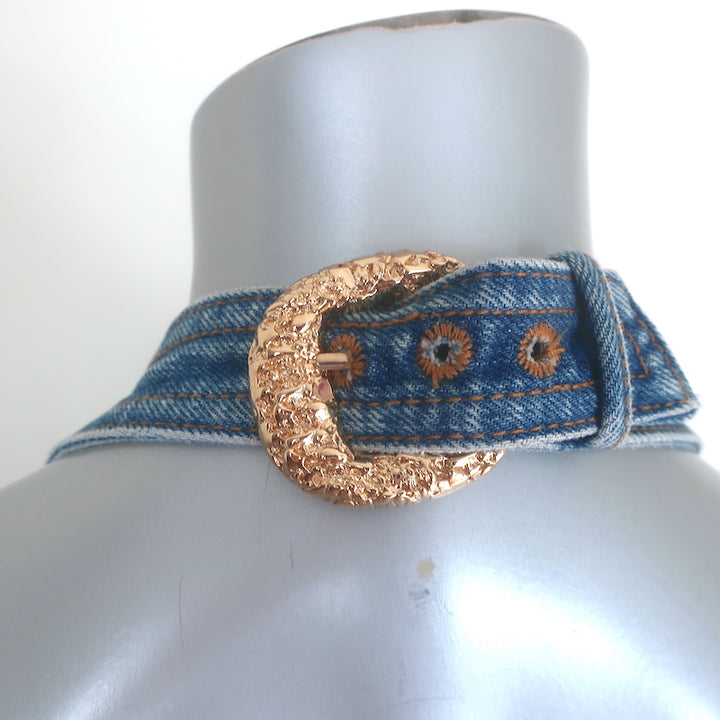 Cult Gaia Anice Buckled Cutout Halter Mini Dress Blue Denim Size 10 NEW