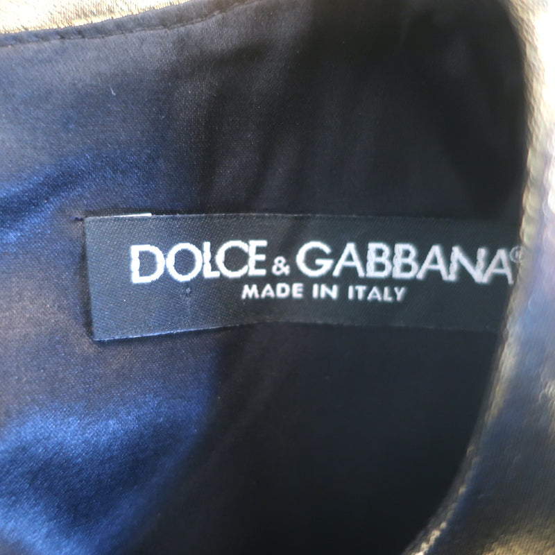 Dolce &amp; Gabbana Foiled Satin Corset Maxi Dress Gold Size 42 NEW
