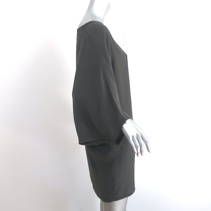 Nili Lotan Mini Dress Dark Gray Silk Size Medium Dolman Sleeve Tunic