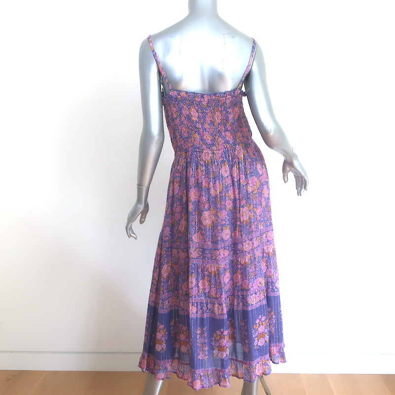 Spell &amp; The Gypsy Juniper Smocked Midi Dress Purple Floral Print Size Medium