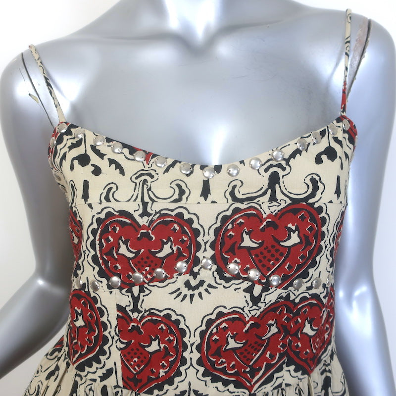 Alix Of Bohemia Autumn Bleeding Heart Midi Dress Beige/Red Size Extra Small