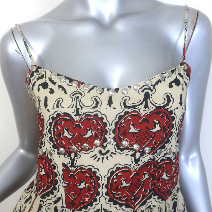 Alix Of Bohemia Autumn Bleeding Heart Midi Dress Beige/Red Size Extra Small