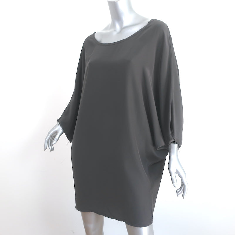 Nili Lotan Mini Dress Dark Gray Silk Size Medium Dolman Sleeve Tunic