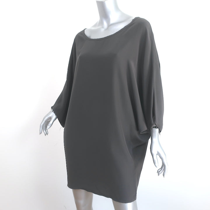 Nili Lotan Mini Dress Dark Gray Silk Size Medium Dolman Sleeve Tunic