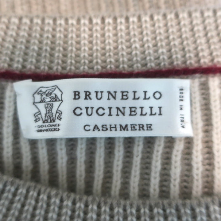 Brunello Cucinelli Ribbed Cashmere Raglan Sweater Taupe Size 48