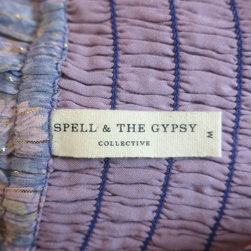 Spell &amp; The Gypsy Juniper Smocked Midi Dress Purple Floral Print Size Medium