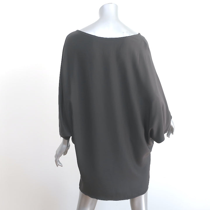 Nili Lotan Mini Dress Dark Gray Silk Size Medium Dolman Sleeve Tunic