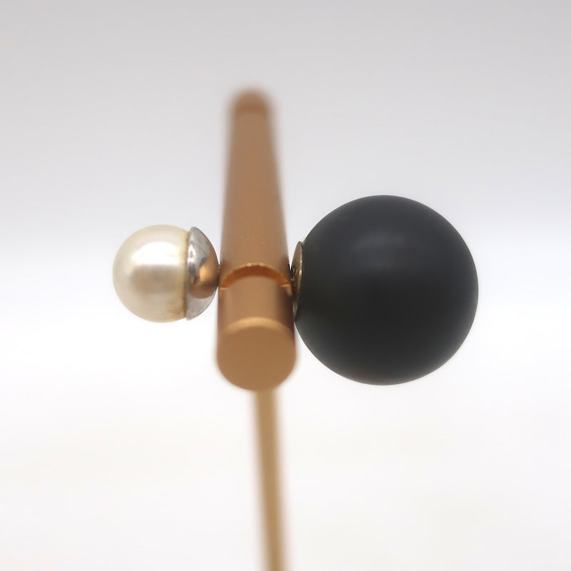 Christian Dior Tribales Faux Pearl &amp; Matte Black Single Stud Earring