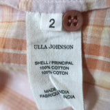 Ulla Johnson Button Down Shirt Nour Light Pink Plaid Size 2 Puff Sleeve Blouse