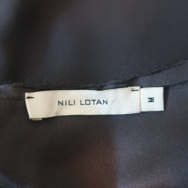 Nili Lotan Mini Dress Dark Gray Silk Size Medium Dolman Sleeve Tunic