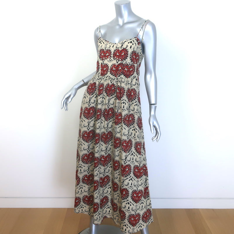 Alix Of Bohemia Autumn Bleeding Heart Midi Dress Beige/Red Size Extra Small