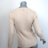 Ralph Lauren Slim Fit Cashmere Cable Knit V-Neck Sweater Light Beige Size Medium