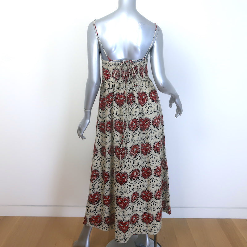 Alix Of Bohemia Autumn Bleeding Heart Midi Dress Beige/Red Size Extra Small